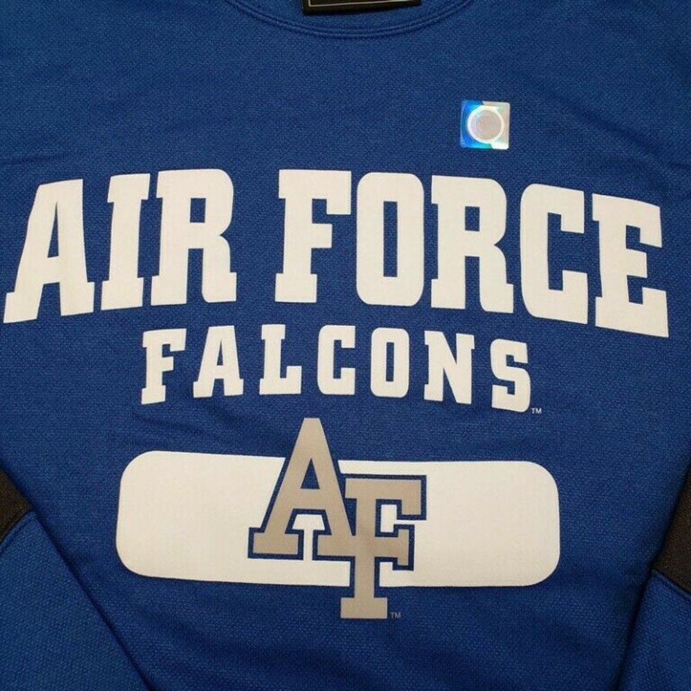HOLLOWAY Mens L Air Force Falcons Artillery Crew Poly Pullover Sweatshirt Blue - Picture 3 of 5
